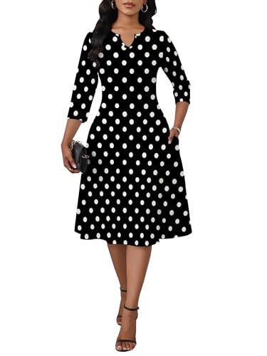 Women's 3/4 Sleeve Fit and Flare Midi Dress with Pockets | Amazon (US)