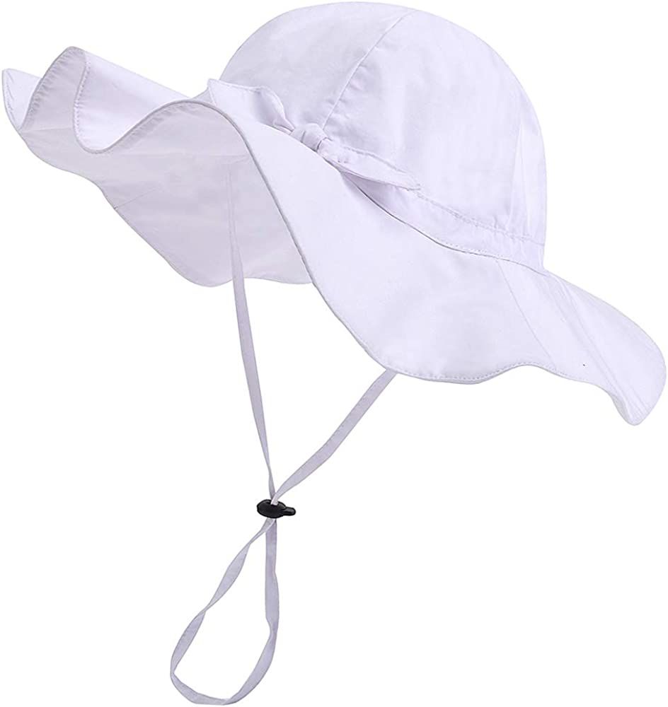 Baby Girl Sun Hat with UPF 50+ Outdoor Adjustable Beach Hat with Wide Brim Bucket Hats | Amazon (US)