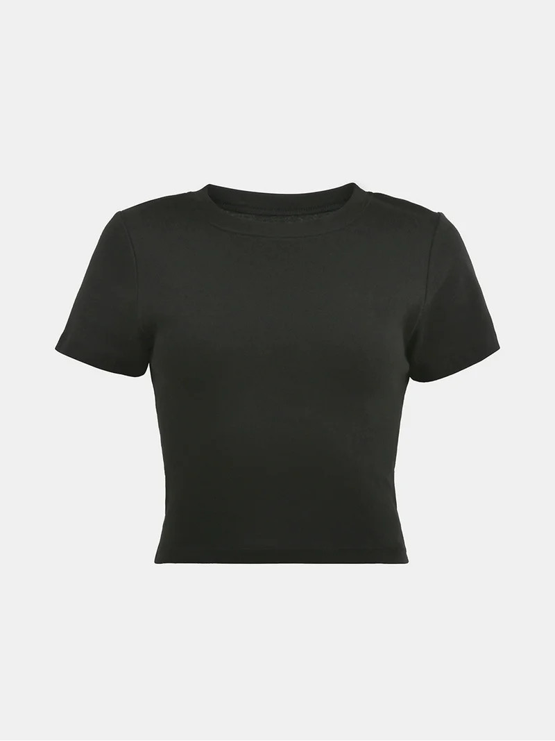 No Boundaries Crop Crew Tee, Women's | Walmart (US)