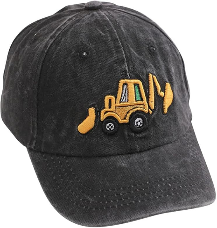 Cute Embroidery Excavator Kids Baseball Cap Adjustable Cotton Washed Vintage Cowboy Hat for Boys ... | Amazon (US)