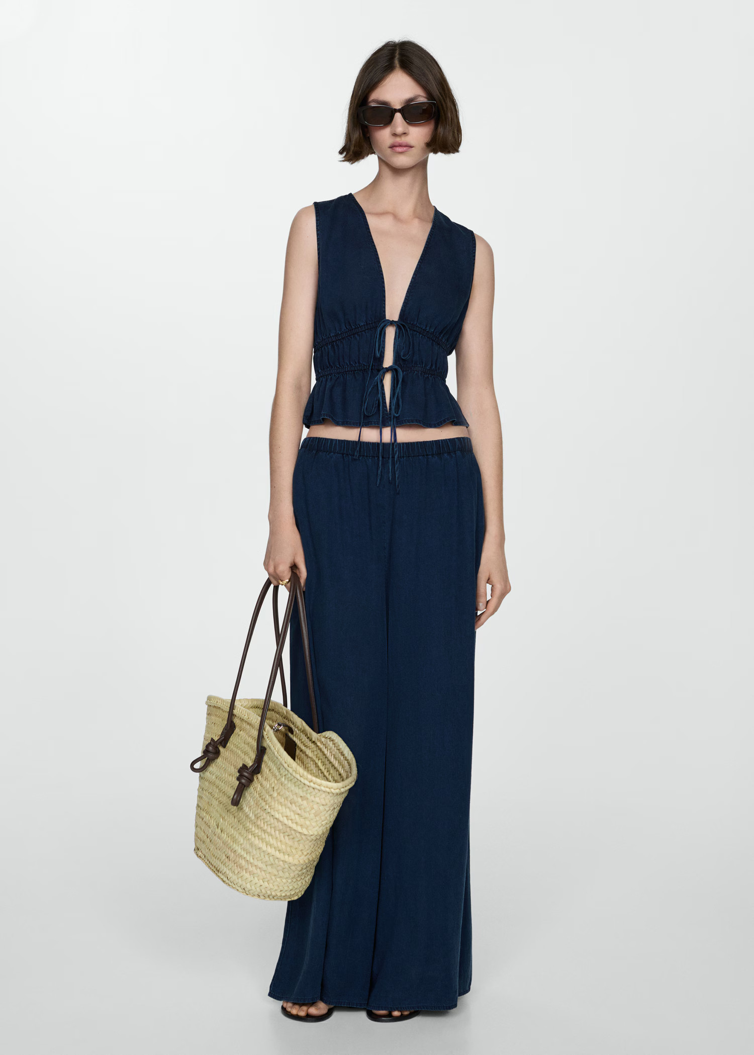 Ruffled top with bows | MANGO (US)