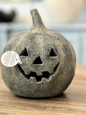 NEW Pottery Barn SMALL BLACK Handmade Terracotta Jack O Lantern Pumpkin luminary | eBay US