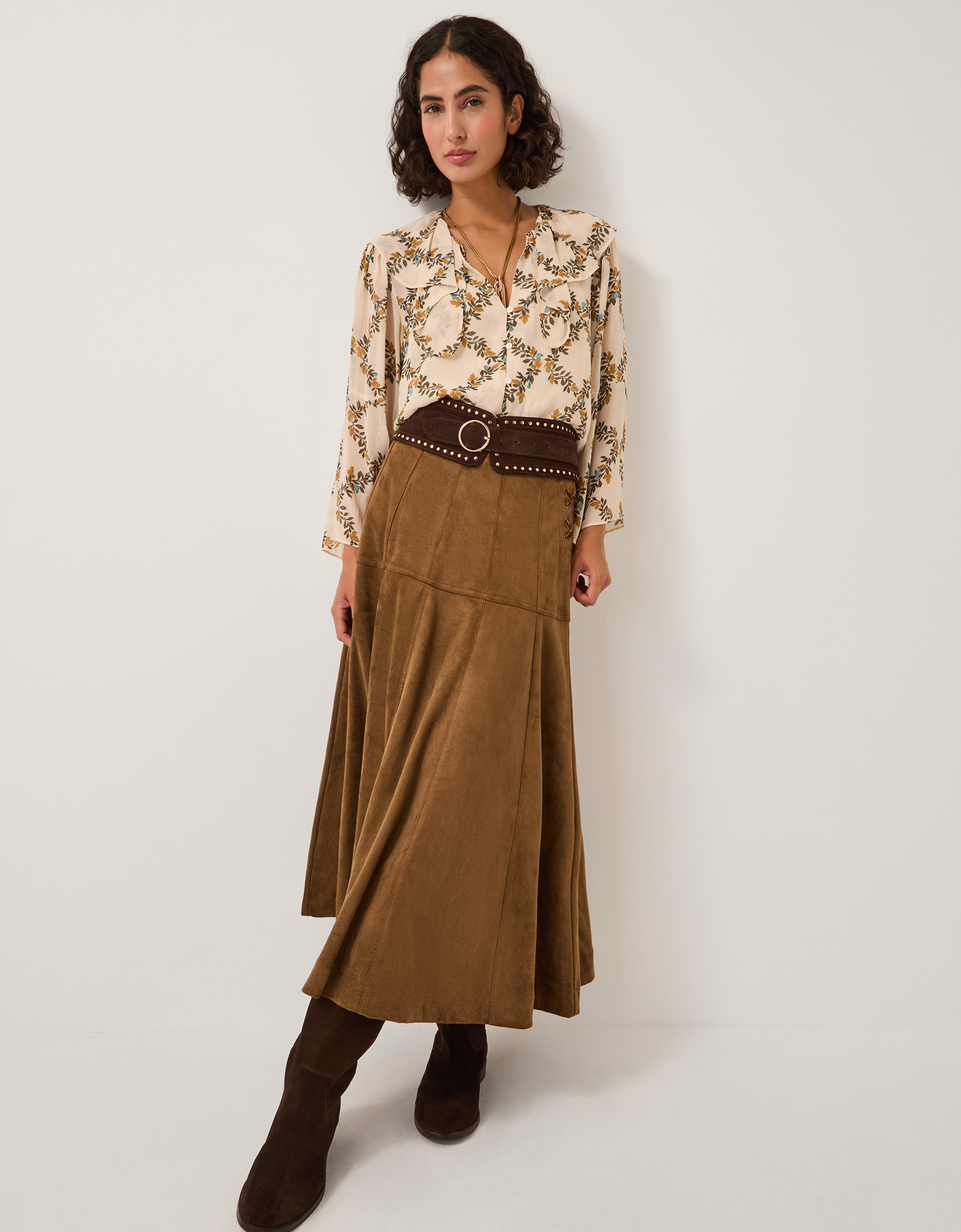 Macy Suedette A-Line Midi Skirt | Monsoon (UK)