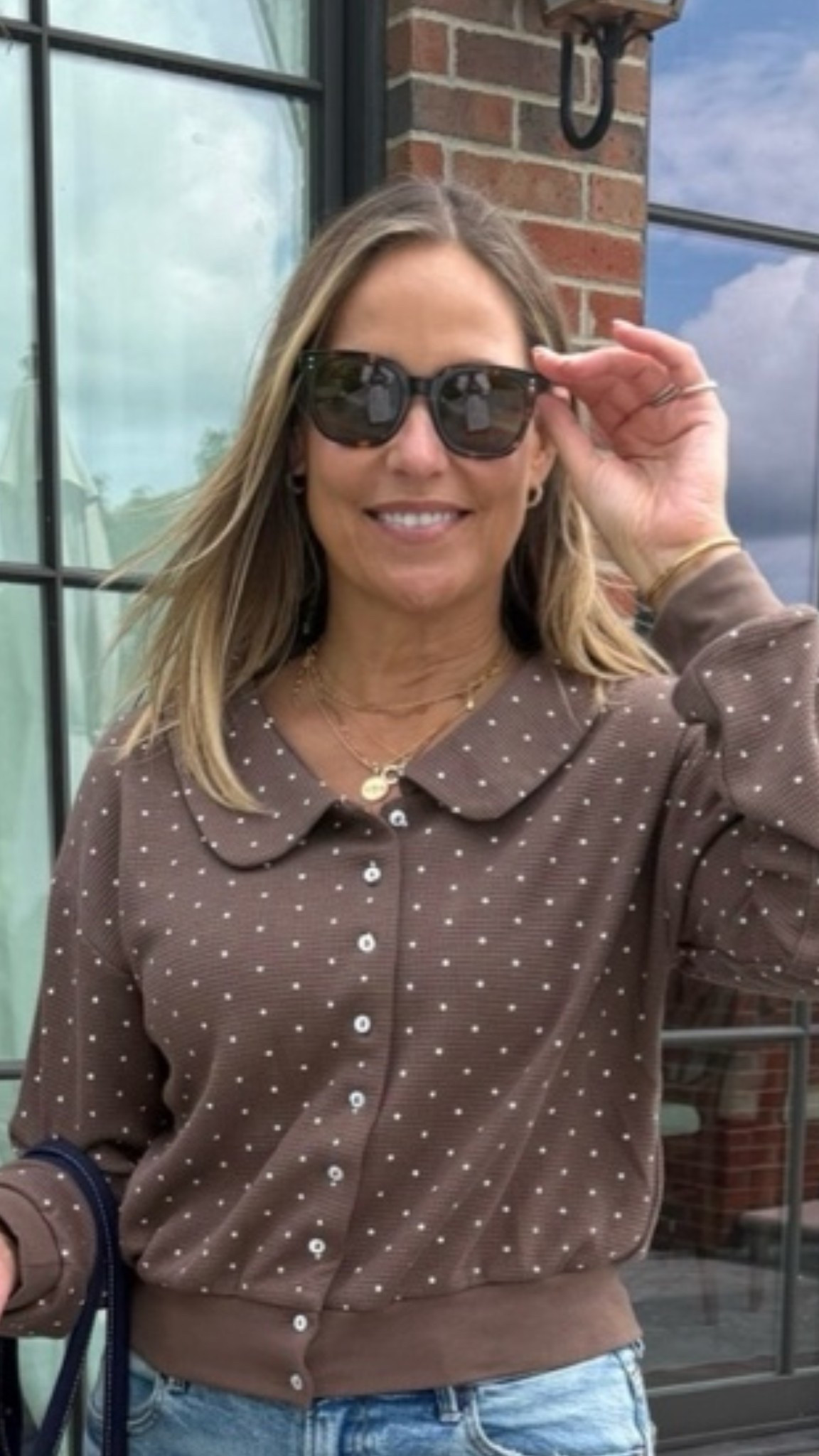 This Social Threads polka dot cardigan is such a cute fall layering piece. The mocha color, Peter Pan collar, button-front style, and relaxed fit make it easy to wear with jeans, trousers, or sneakers for everyday fall outfits. Such a sweet cardigan if you love feminine details, comfortable sweaters, and easy Social Threads style.

#LTKgrwm #LTKdayinmylife #LTKootd