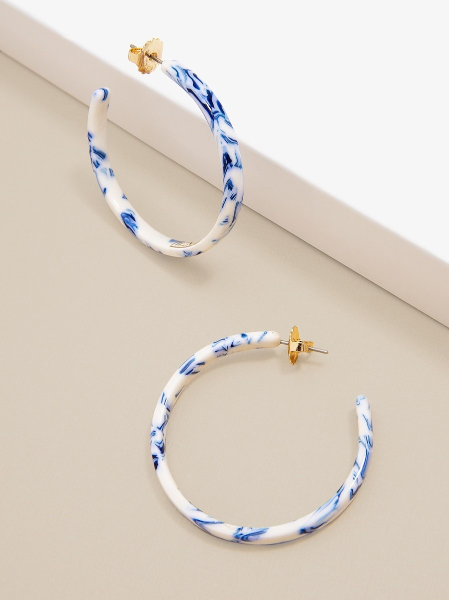 Blue Marbled Hoop Earring | ZENZII