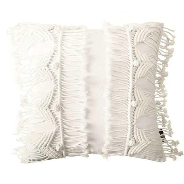 Phantoscope 100% Cotton Handmade Crochet Boho Series with Tassels and Woven Knot Throw Pillow, 18... | Walmart (US)
