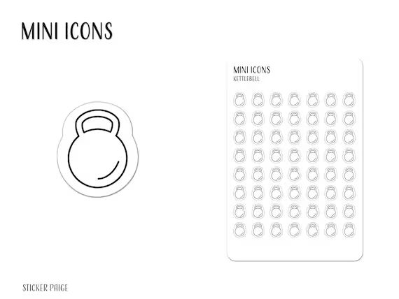 KETTLEBELL Mini Icon Stickers  Minimalist Planner Stickers  | Etsy | Etsy (US)