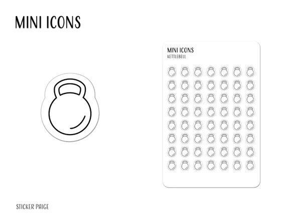 KETTLEBELL Mini Icon Stickers  Minimalist Planner Stickers  | Etsy | Etsy (US)