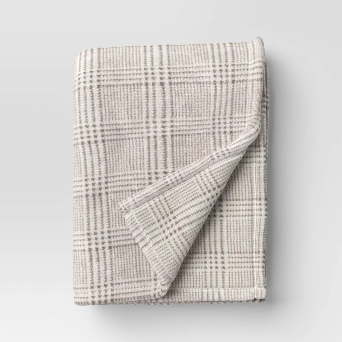 Oversized Printed Glen Plaid Primalush Throw Blanket Gray/Ivory - Threshold™ | Target