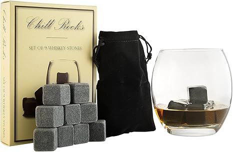 Set of 9 Grey Beverage Chilling Stones [Chill Rocks] Whiskey Stones for Whiskey and other Beverag... | Amazon (US)