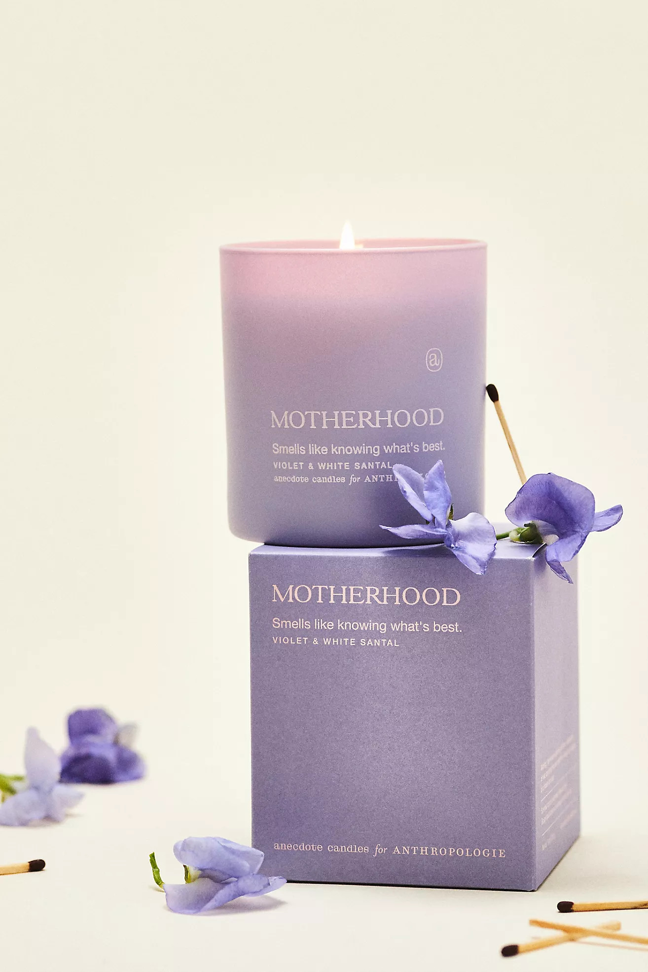 Anecdote Motherhood Violet & White Santal Boxed Candle | Anthropologie (US)