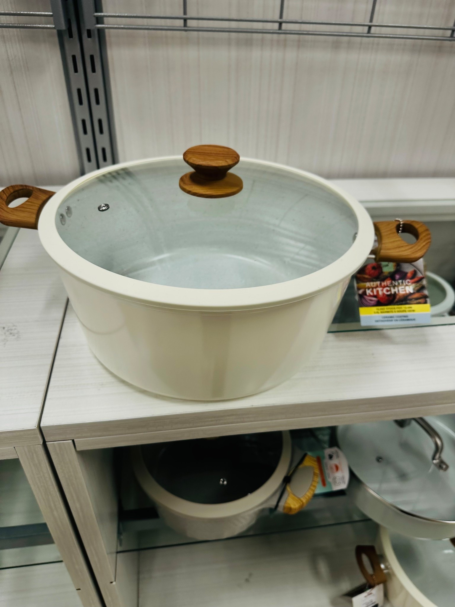 Elevated kitchen essentials on a budget. 👩‍🍳 This cream ceramic stock pot with the wood-effect handles is the perfect blend of functional and aesthetic. It looks so high-end sitting on the stove! Neutral lovers, this one is for you. #KitchenFinds #HomeDecor #NeutralAesthetic

#LTKSaleAlert #LTKHome