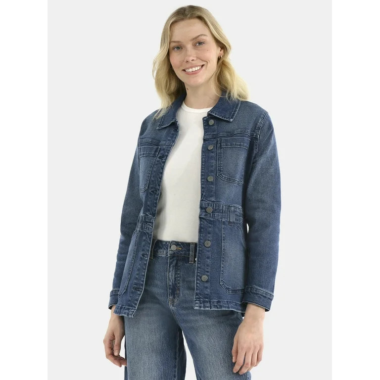 Time and Tru Women's Denim Utility Jacket, Sizes XS-XXXL | Walmart (US)