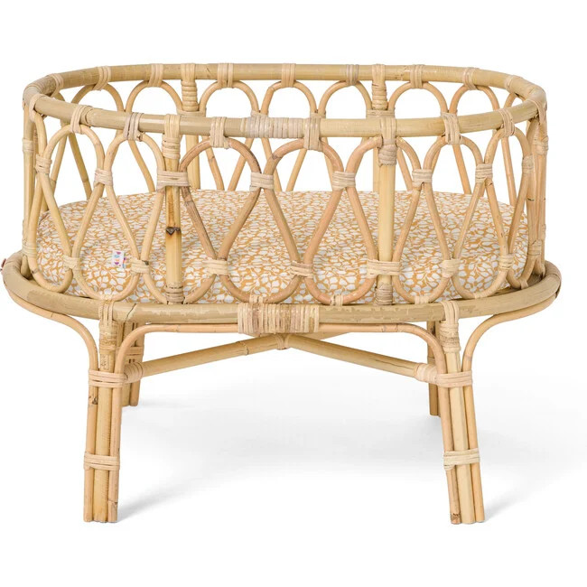Rattan Doll Crib, Gold Leaves | Maisonette