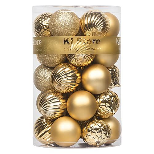 KI Store Gold Christmas Balls 34pcs 2.36-Inch Christmas Tree Decoration Ornaments for Xmas Tree H... | Amazon (US)