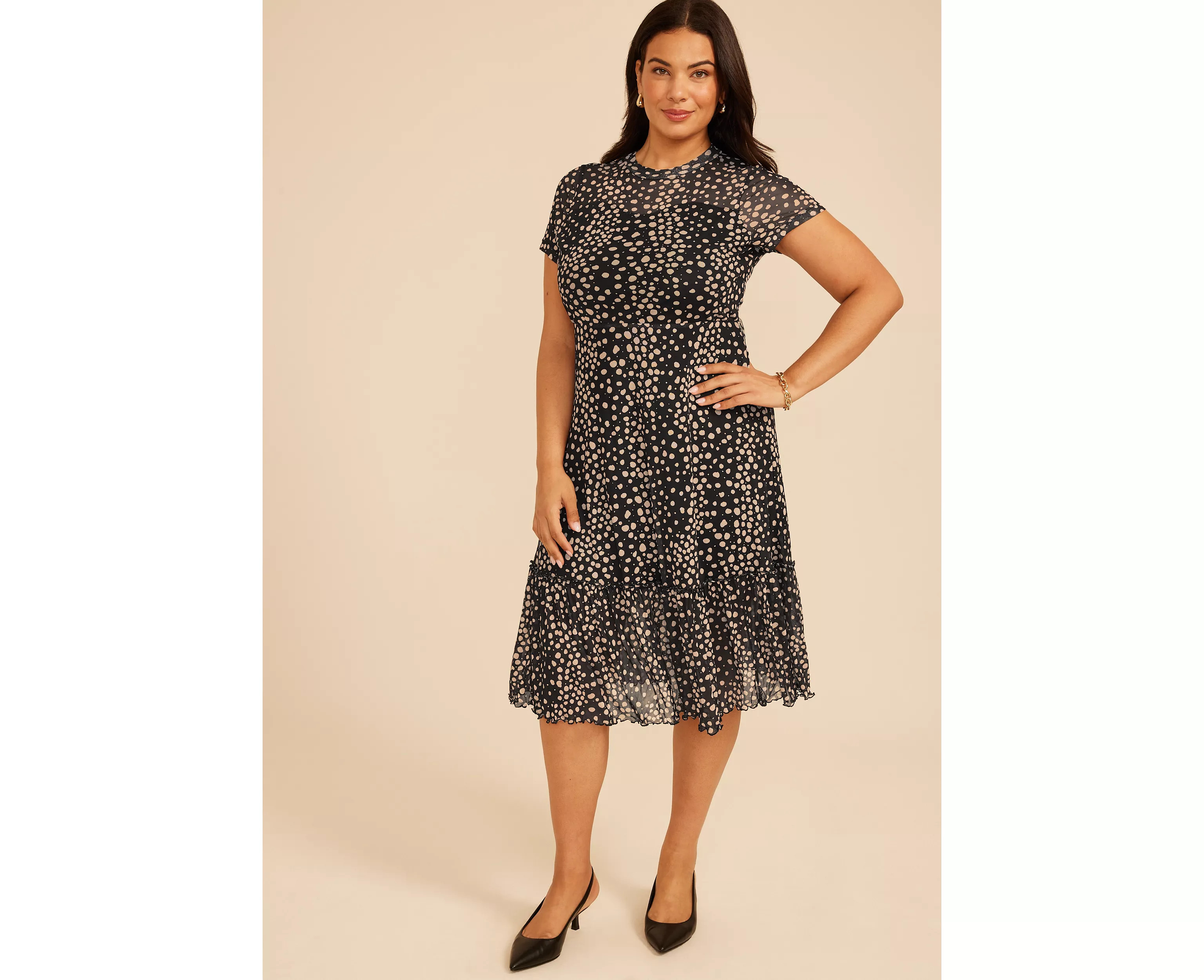 Plus Size Printed Mesh Mock Neck Midi Dress | maurices | Maurices