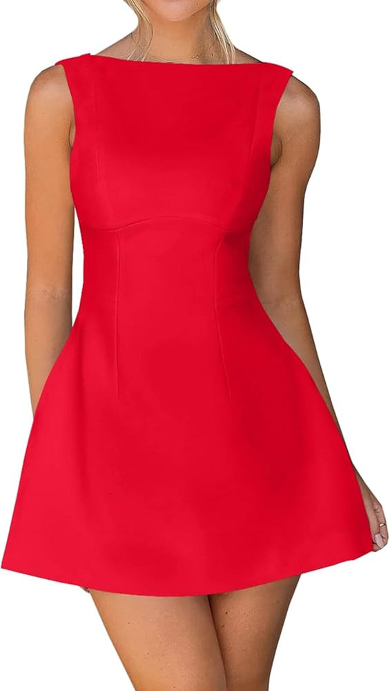 OWIN Women’s Summer Casual Boat Neck Sleeveless Elegant Flared A Line Swing Club Cocktail Party... | Amazon (US)