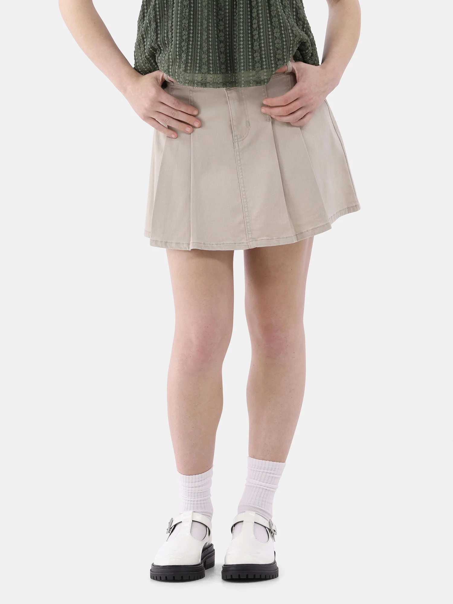 No Boundaries Mid Rise Button Skirt, Women's - Walmart.com | Walmart (US)