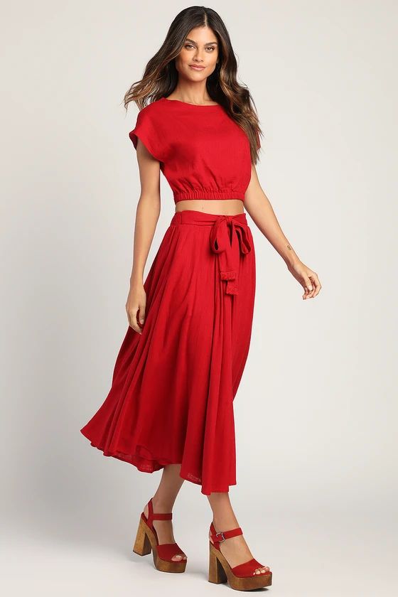 Brings You Back Wine Red Two-Piece Midi Dress | Lulus (US)