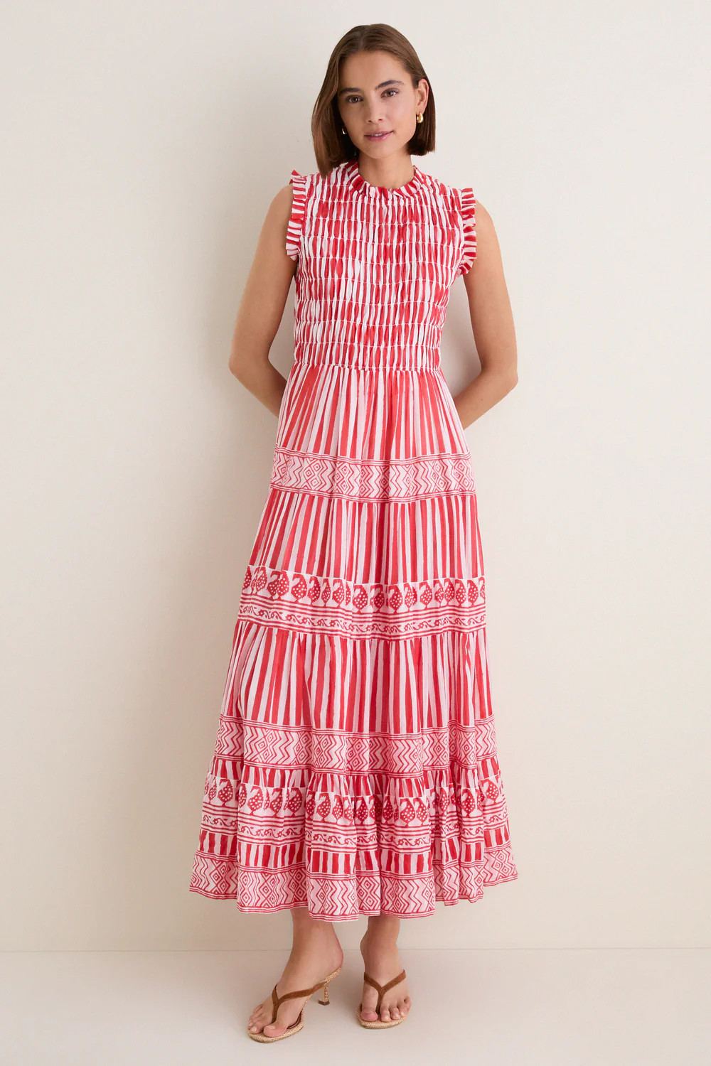 Santorini Red Sleeveless Smocked Maxi Dress | Tuckernuck (US)