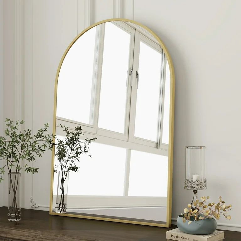 BEAUTYPEAK 20"x 30" Bathroom Mirror Wall Vanity Arched Mirror, Gold, Crown Shape | Walmart (US)