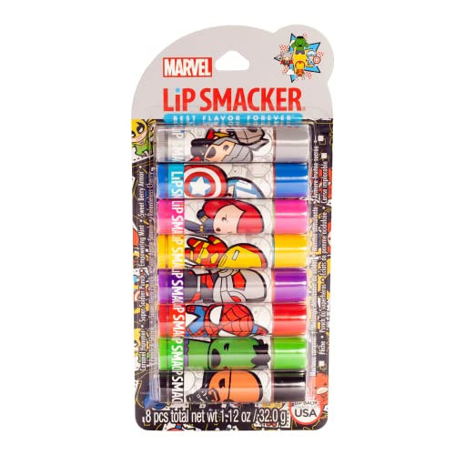 Lip Smacker Marvel Avenger Flavored Lip Balm Party Pack 8 Count, Super Hero, Spirderman, Iron Man, Captain America, Clear, For Kids | Amazon (US)
