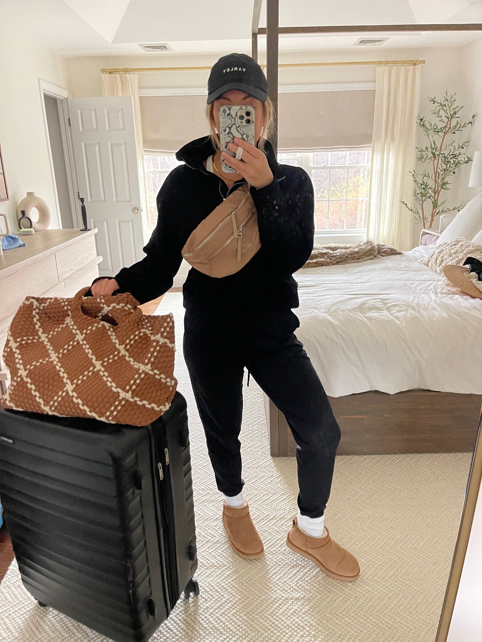 Travel outfit, lulu scuba pullover, ugg mini, naghedi tote, black suitcase, amazon finds, 

#LTKunder100 #LTKtravel #LTKHoliday