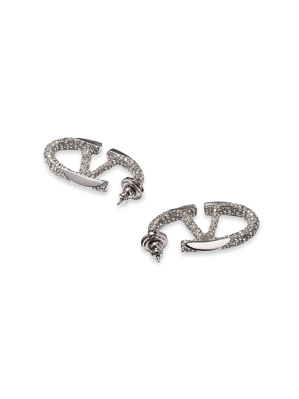 Women's The Bold Edition VLogo Metal and Swarovski Crystal Earrings - Palladium Crystal | Saks Fifth Avenue