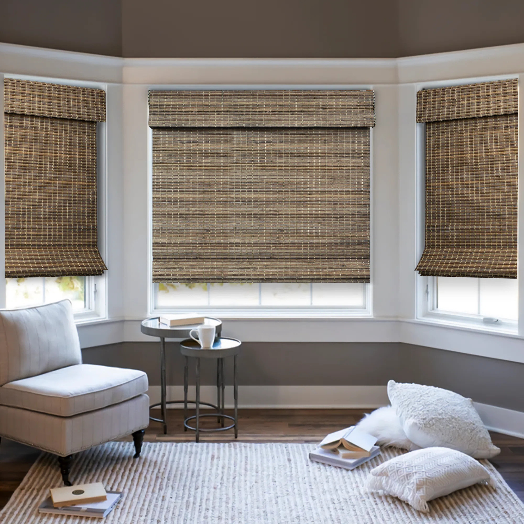 Natural Woven Light Filtering Cordless Bamboo Roman Shades | Wayfair North America