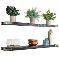 Willow & Grace Floating Shelves with Gold Iron Corners - 36 Inch Floating Shelf, Wood Wall Shelves - | Amazon (US)