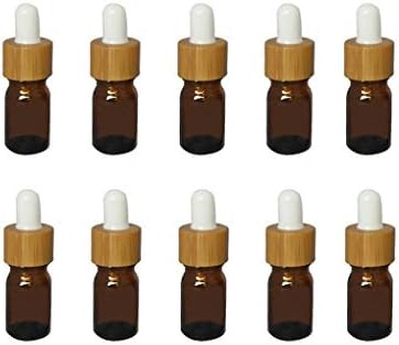 Mini Amber Glass Bamboo White Rubber Head Bottle with Glass Eye Dropper for Essential Oil Pack of... | Amazon (US)
