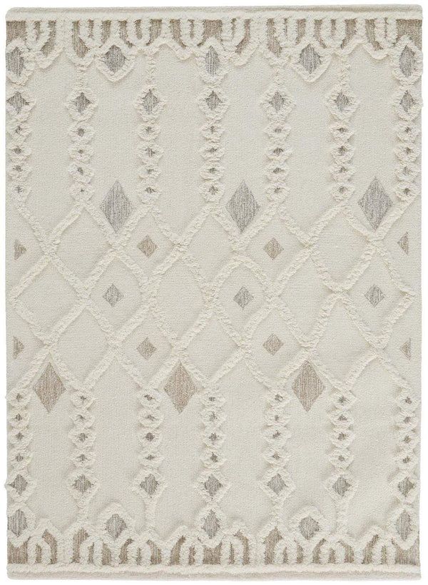 Feizy Anica Moroccan Wool Tufted Diamonds Rug - Ivory & Beige - Available in 6 Sizes | Alchemy Fine Home