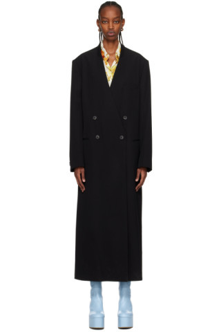 Black Collarless Coat | SSENSE