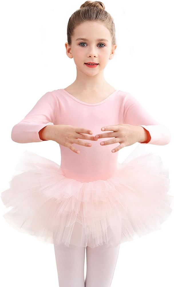 EASTBUDDY Ballet Dress for Girls,Toddler Dance Leotard with Tutu Skirt Short/Long Sleeve Ballerin... | Amazon (US)