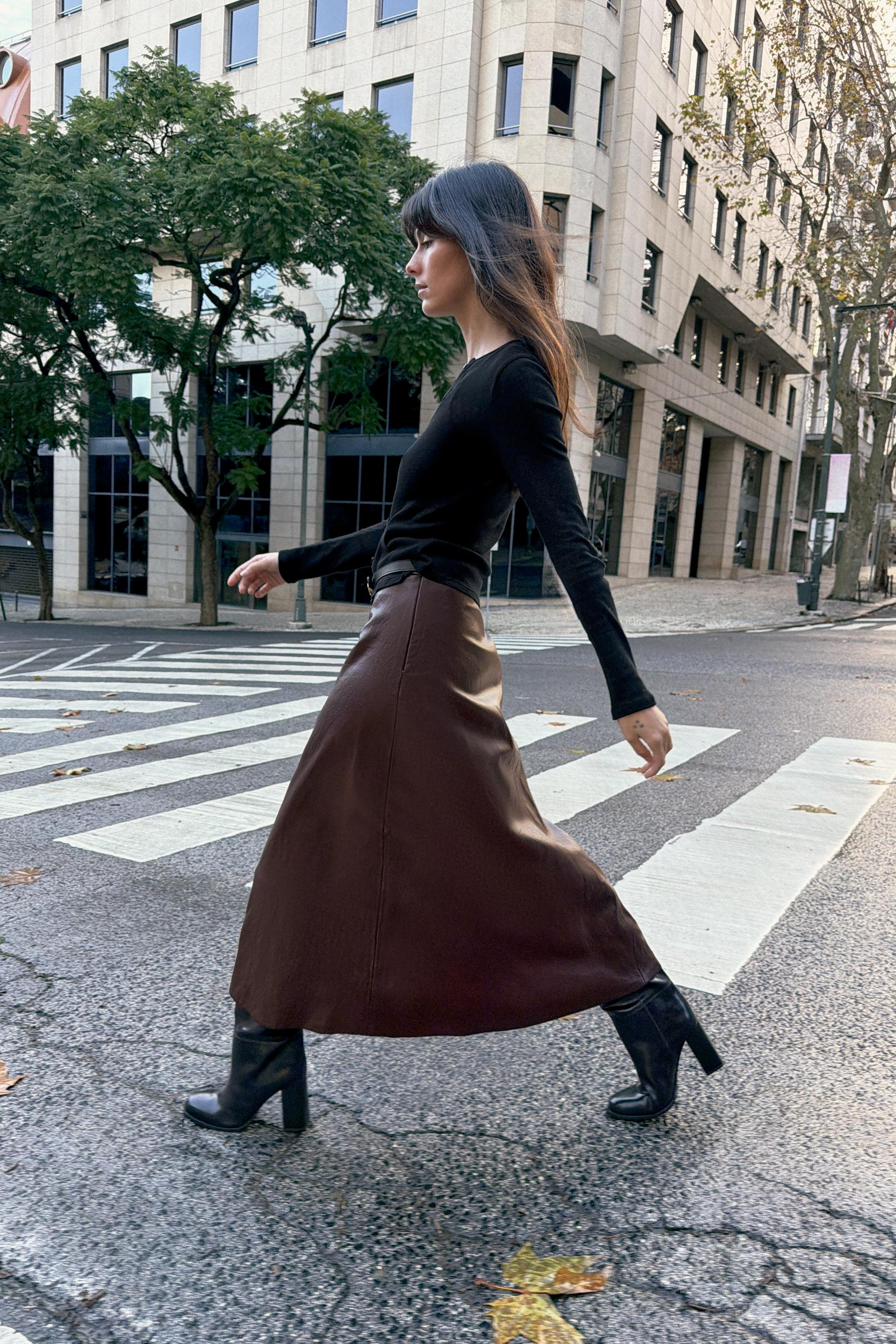 FAUX LEATHER MIDI SKIRT WITH BELT | Zara UK