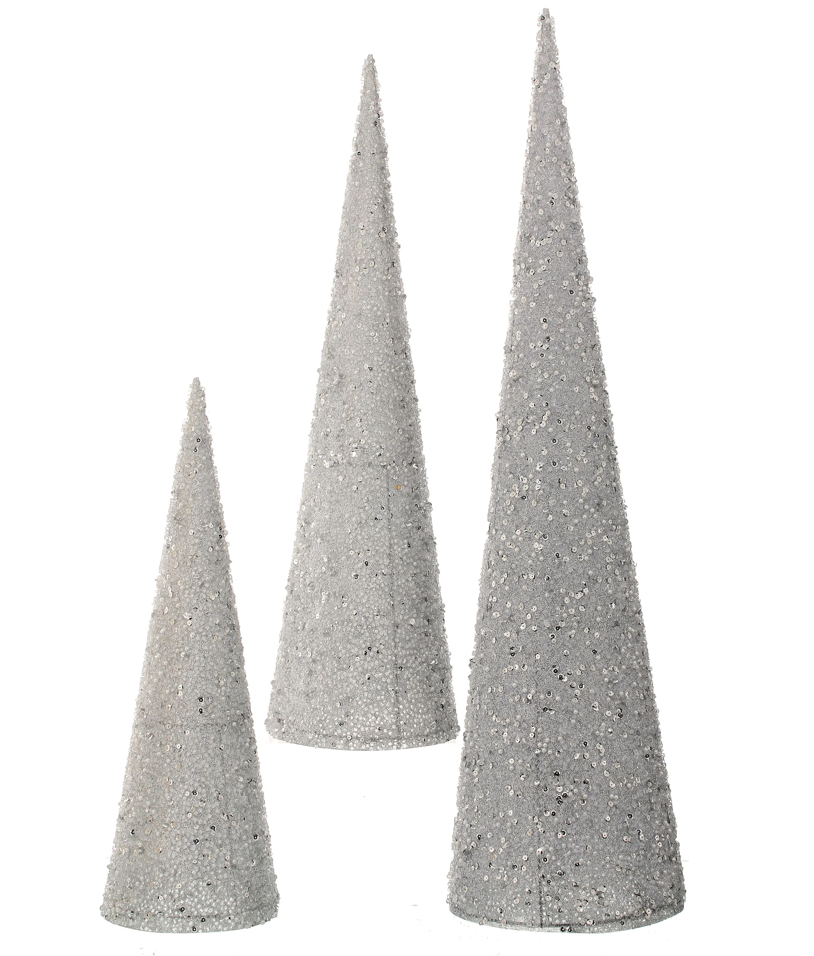 Shaded Sequin Cone Tree Set of 3 | Wayfair North America