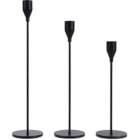 SUJUN Matte Black Candle Holders Set of 3 for Taper Candles, Decorative Candlestick Holder for Weddi | Amazon (US)