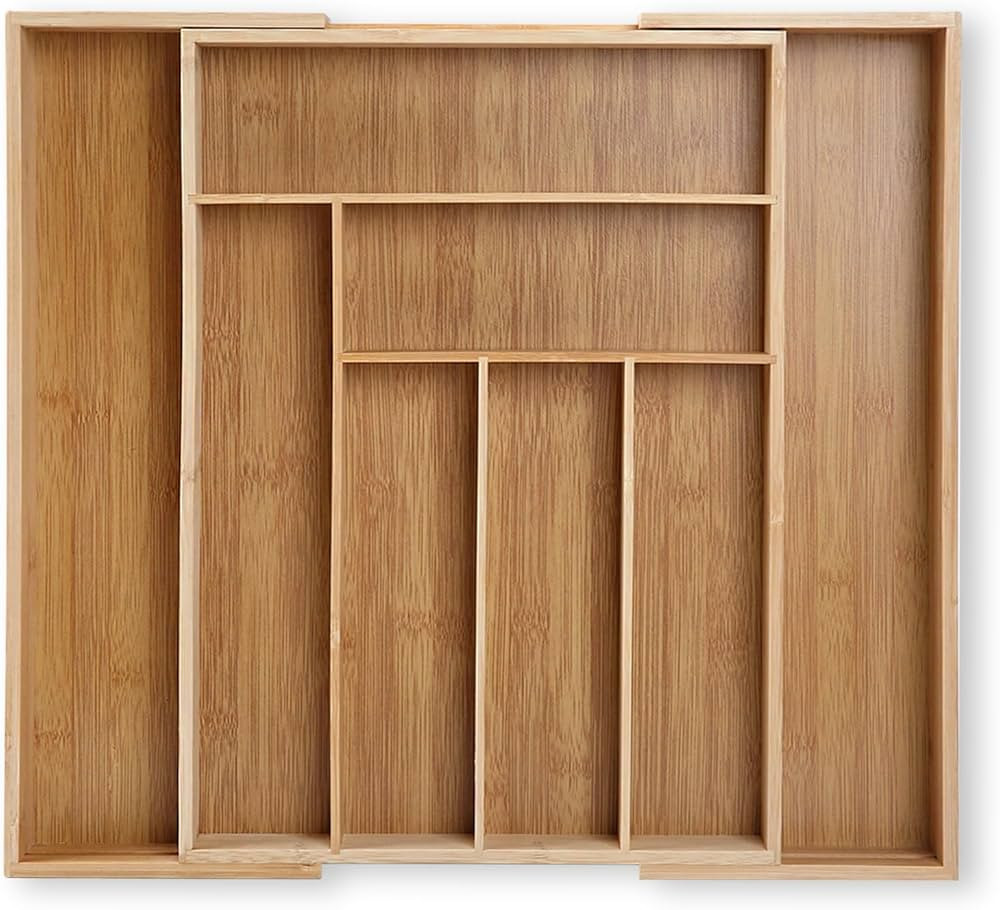 Expandable Silverware Drawer Organizer, Bamboo Kitchen Organizers and Storage, Adjustable Silverw... | Amazon (US)