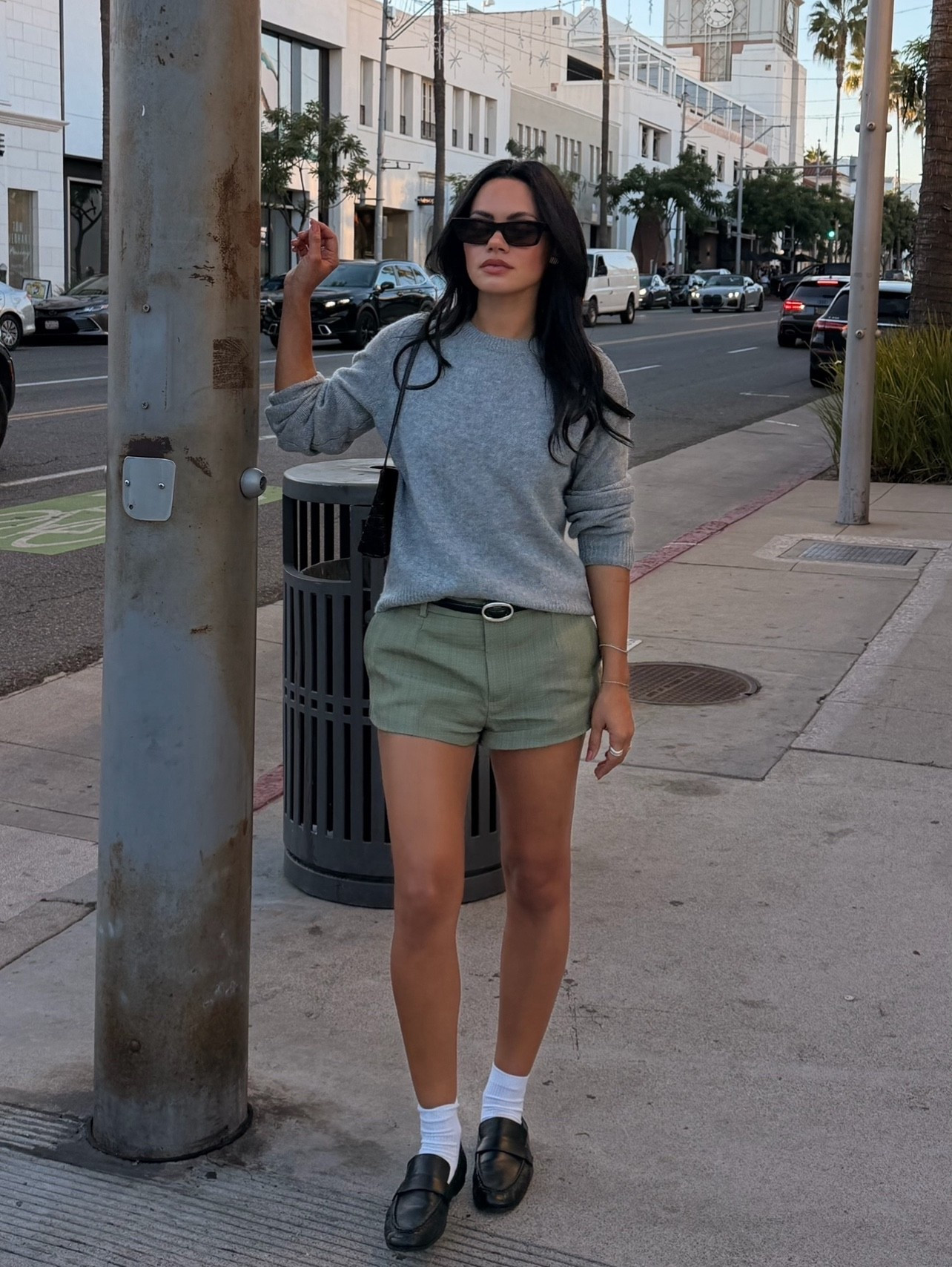 Los Angeles ootd | quince grey sweater, green mini shorts, black loafers

#LTKSeasonal #LTKHoliday #LTKFindsUnder100