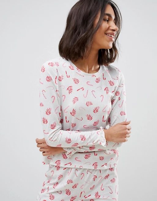 Vero Moda Holidays Candy Cane Pajama Top | ASOS US