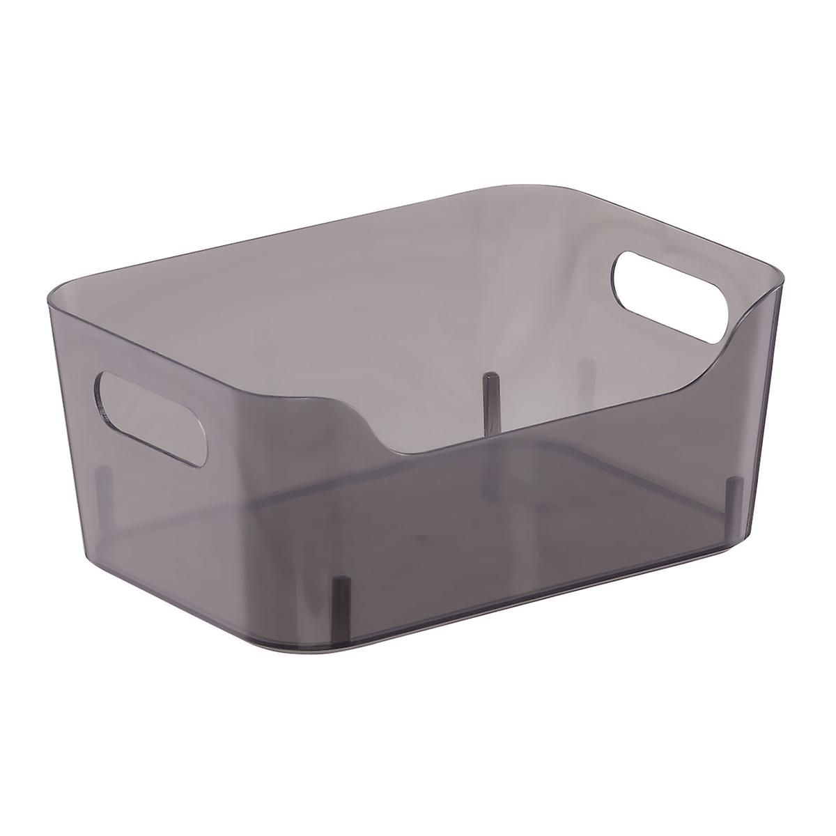 Case of 12 Small Plastic Bins w/ Handles Smoke | The Container Store