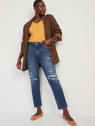 Mid-Rise Ripped Boyfriend Straight Jeans for Women | Old Navy (US)