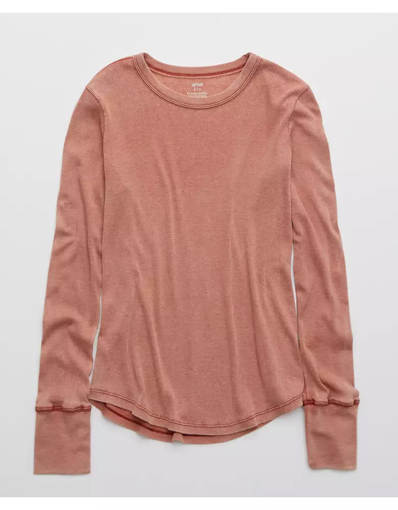 Aerie Ribbed Long Sleeve T-Shirt | American Eagle Outfitters (US & CA)