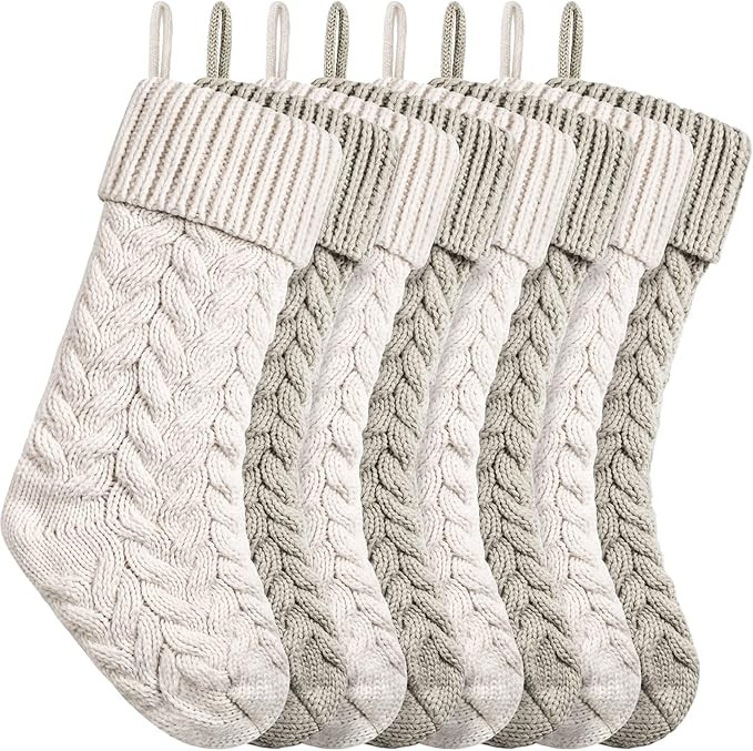 18 Inches Christmas Stockings Knit Xmas Stockings Large Fireplace Hanging Stockings for Family Ch... | Amazon (US)