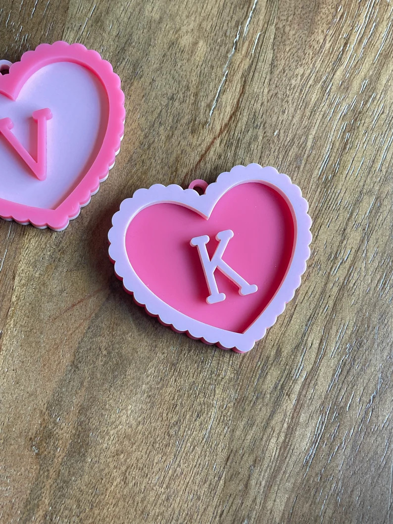 Valentines Gift Tags, Acrylic Valentines Tags, Custom Initial Gift Tags, Personalized Heart Tags,... | Etsy (US)