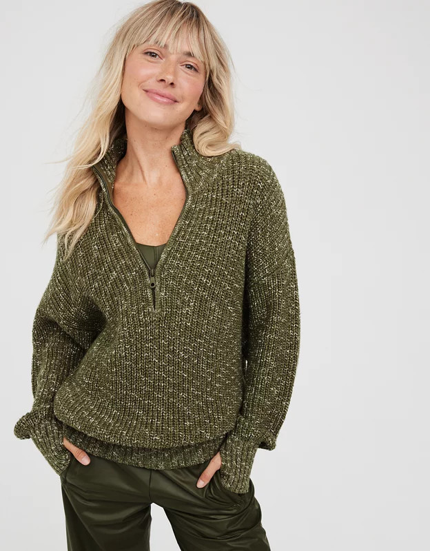 OFFLINE By Aerie Chillside Quarter Zip Sweater | Aerie