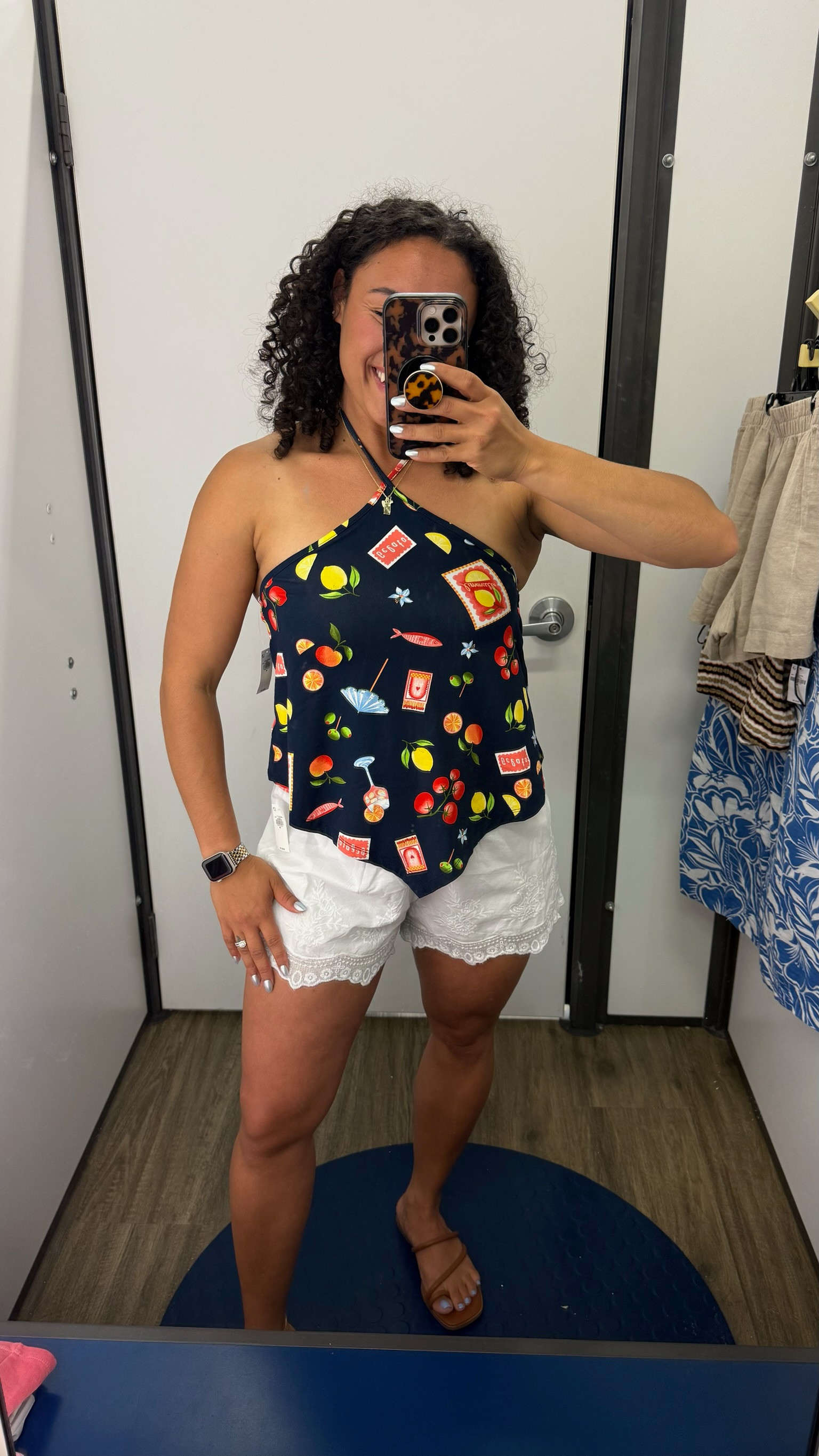 Old Navy summer outfit idea. This printed halter top and eyelet-detailed shorts are perfect for summer. 

 #LTKootd #LTKmomlife #LTKSeasonal