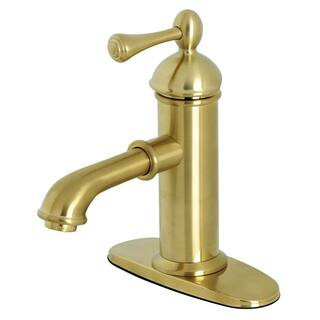 Paris Single Hole Single-Handle Bathroom Faucet in Brushed Brass | The Home Depot