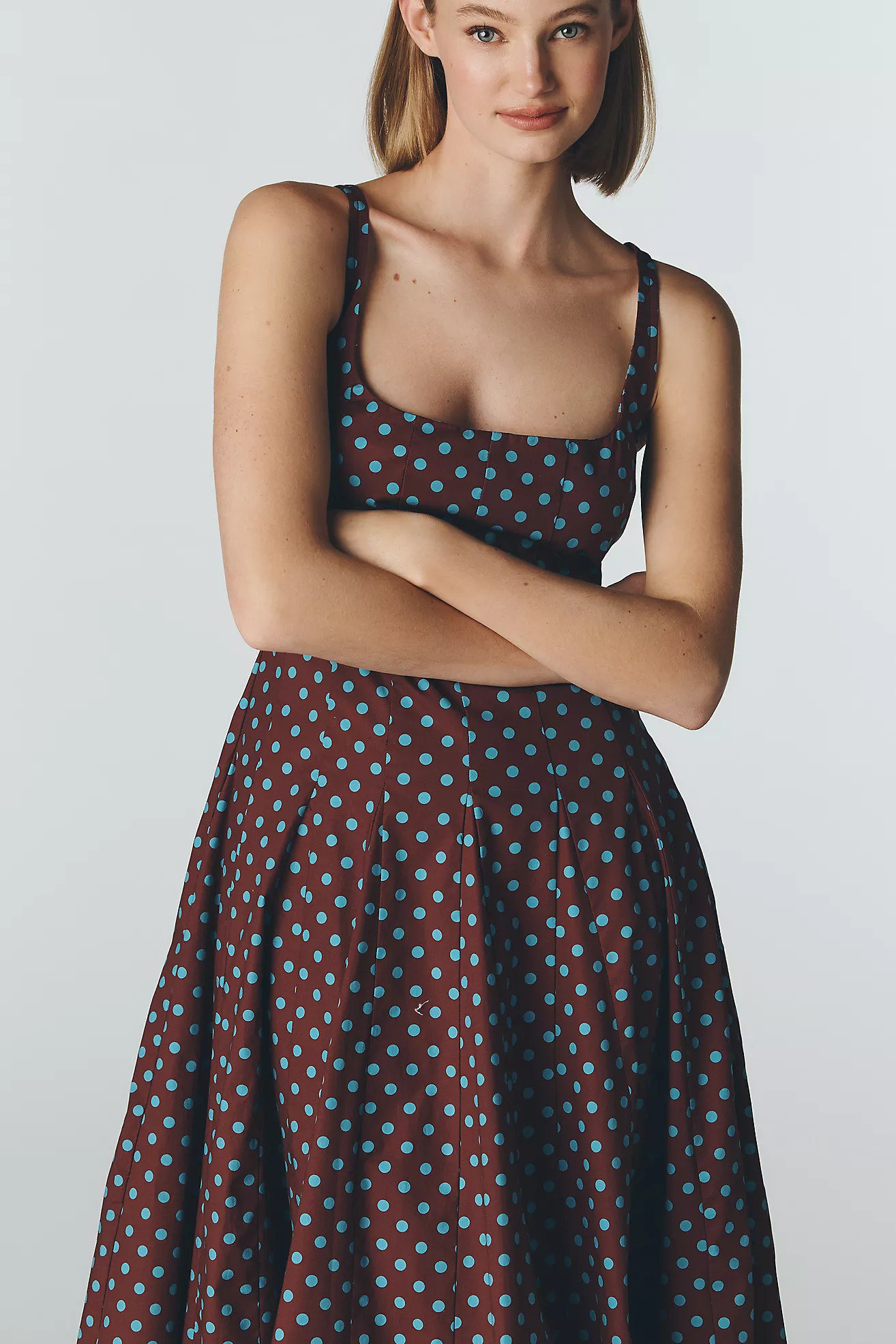Maeve Sleeveless Square-Neck Corset Midi Dress | Anthropologie (US)
