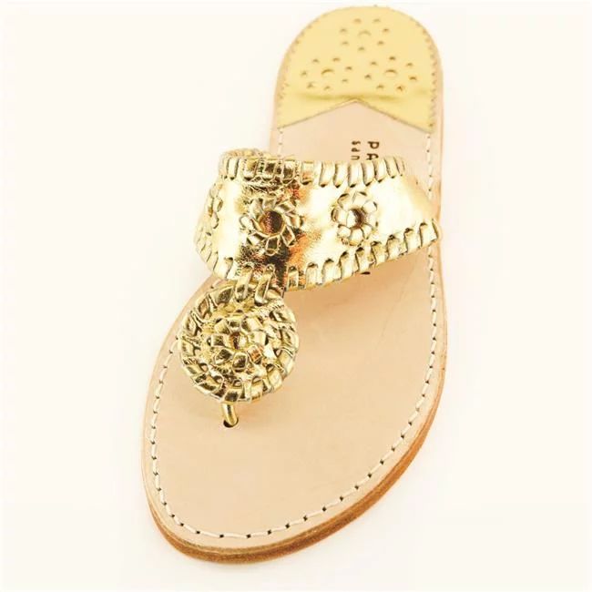 Palm Beach Sandals PB1006-8 Hand Crafted Womens Leather Sandals, Gold & Gold - Size 8 | Walmart (US)